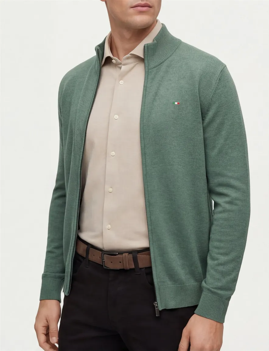 Portofino vest groen hoge hals katoen