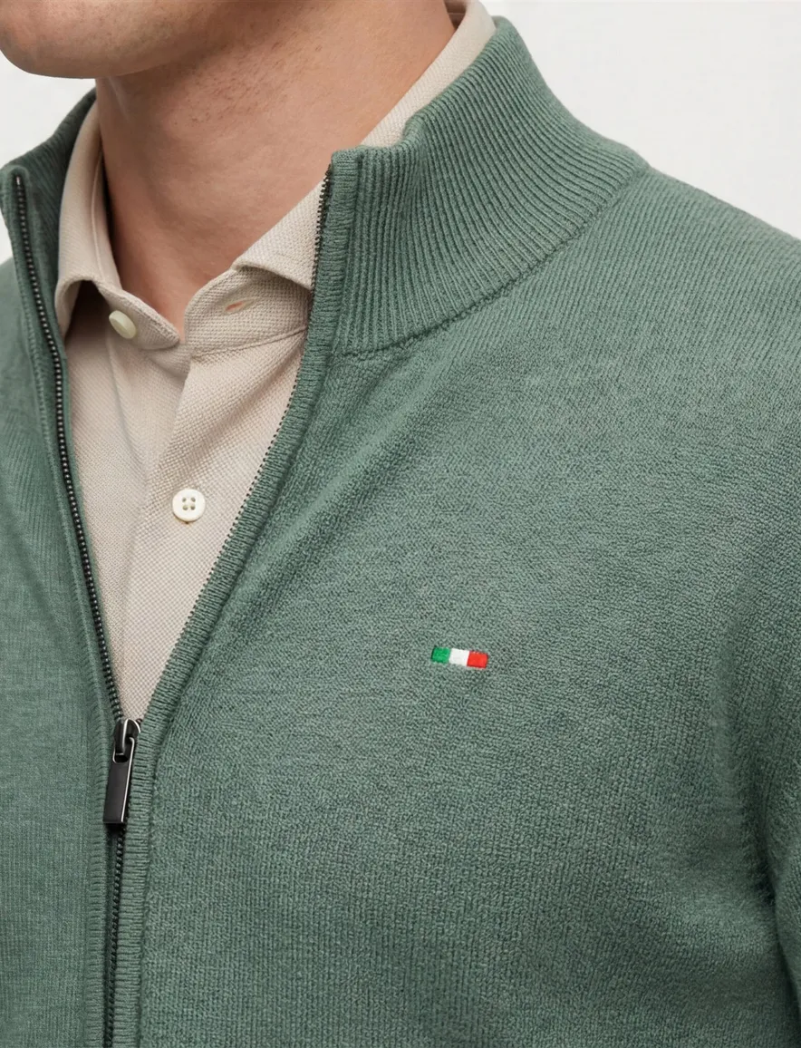 Portofino vest groen hoge hals katoen