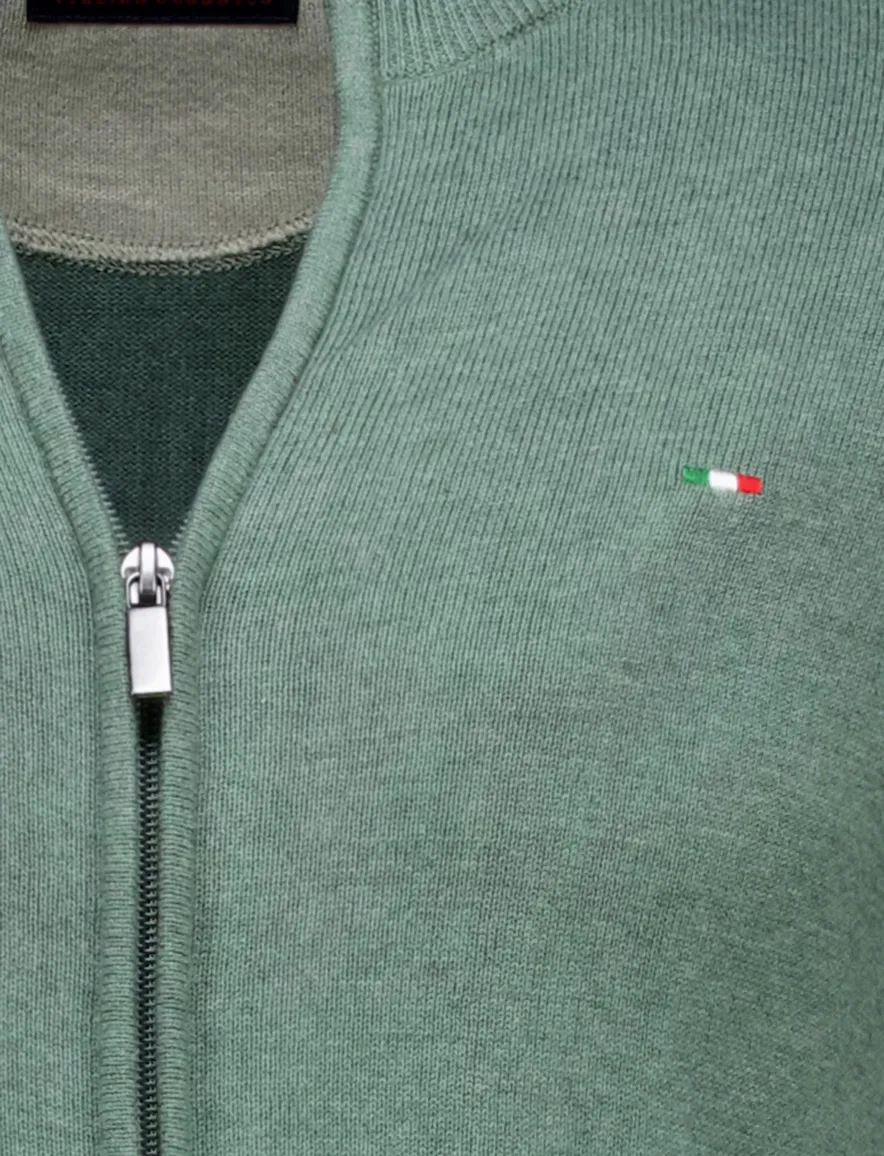 Portofino vest effen groen katoen normale fit