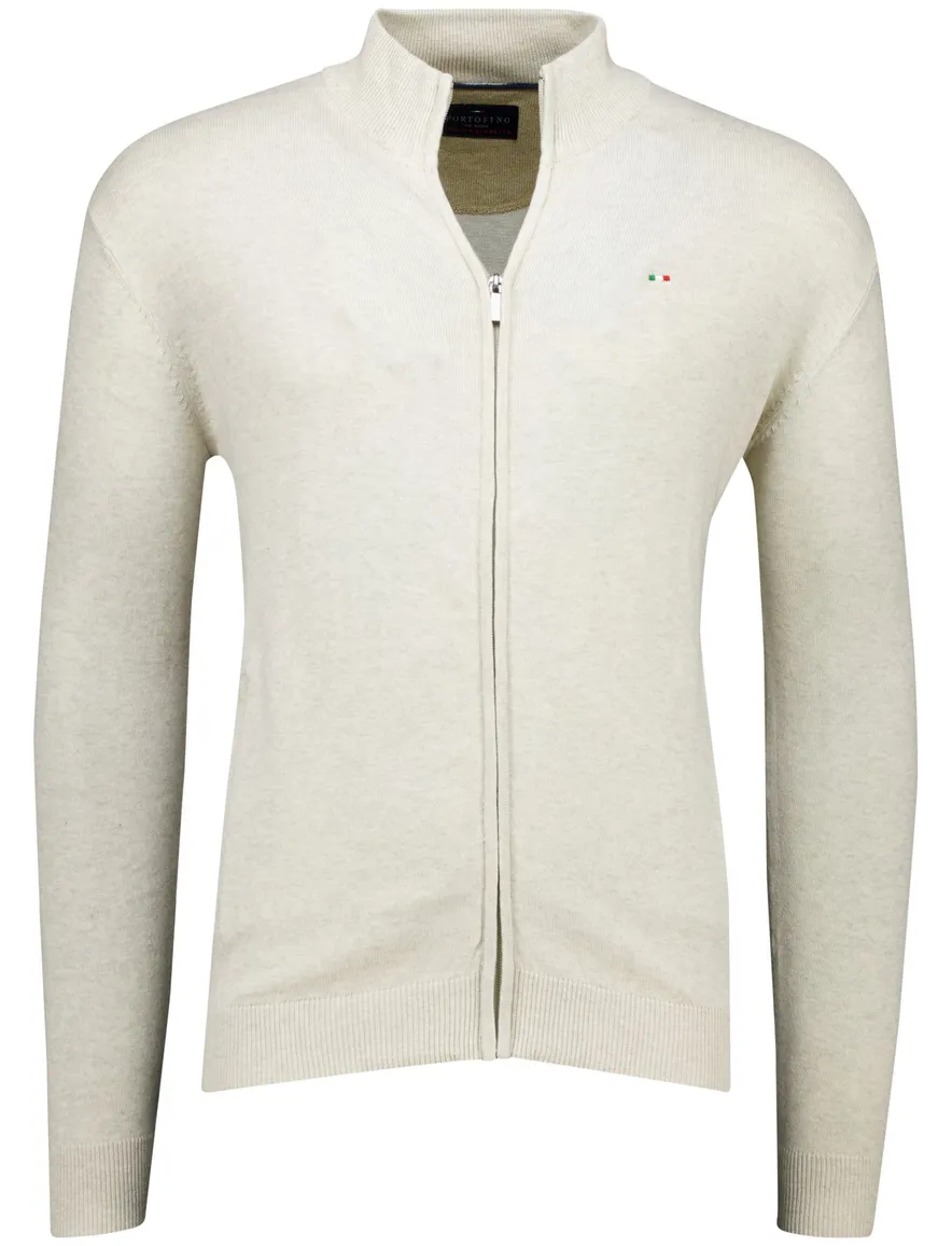 Portofino vest creme gemeleerd normale fit katoen