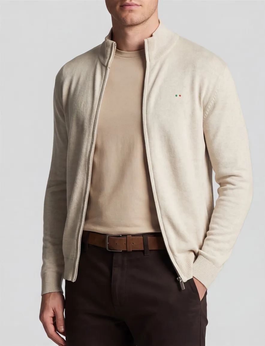 Portofino vest creme gemeleerd normale fit katoen