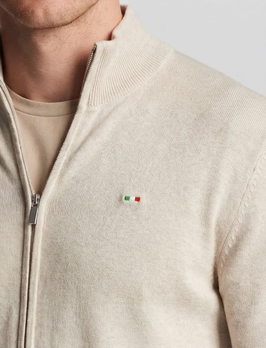 Portofino vest creme gemeleerd normale fit katoen