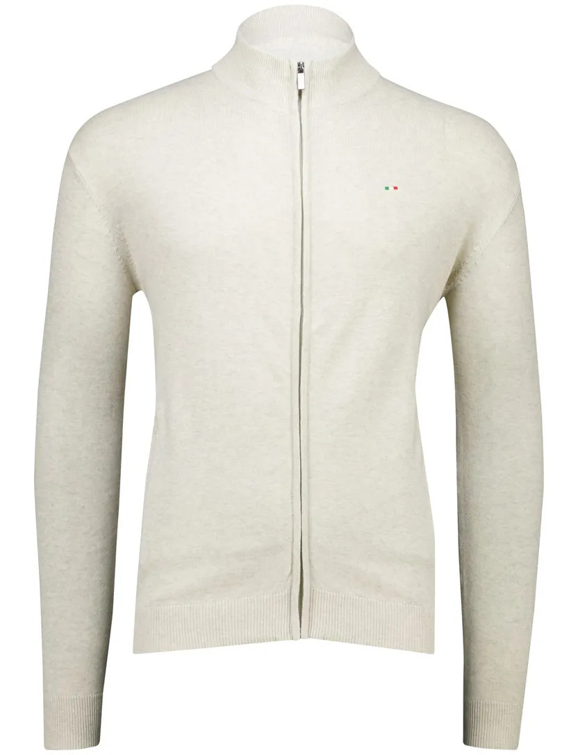 katoenen Portofino vest creme gemeleerd hoge hals