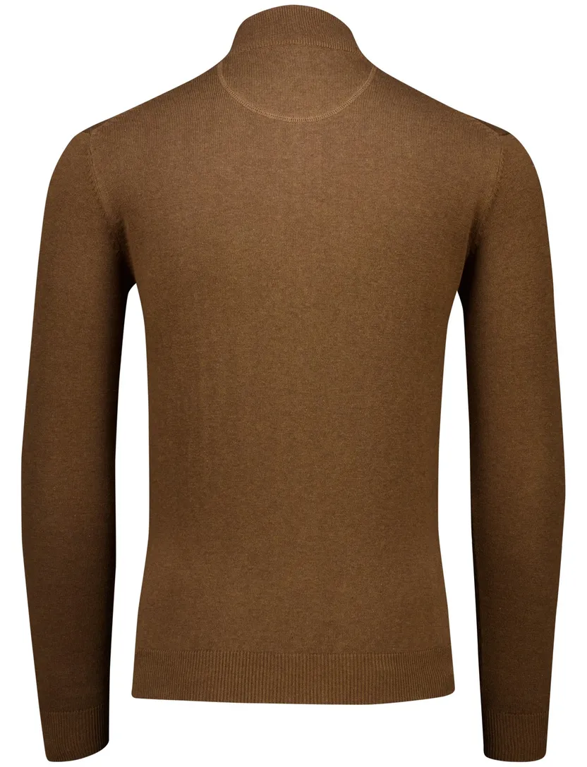katoenen Portofino bruin vest effen normale fit