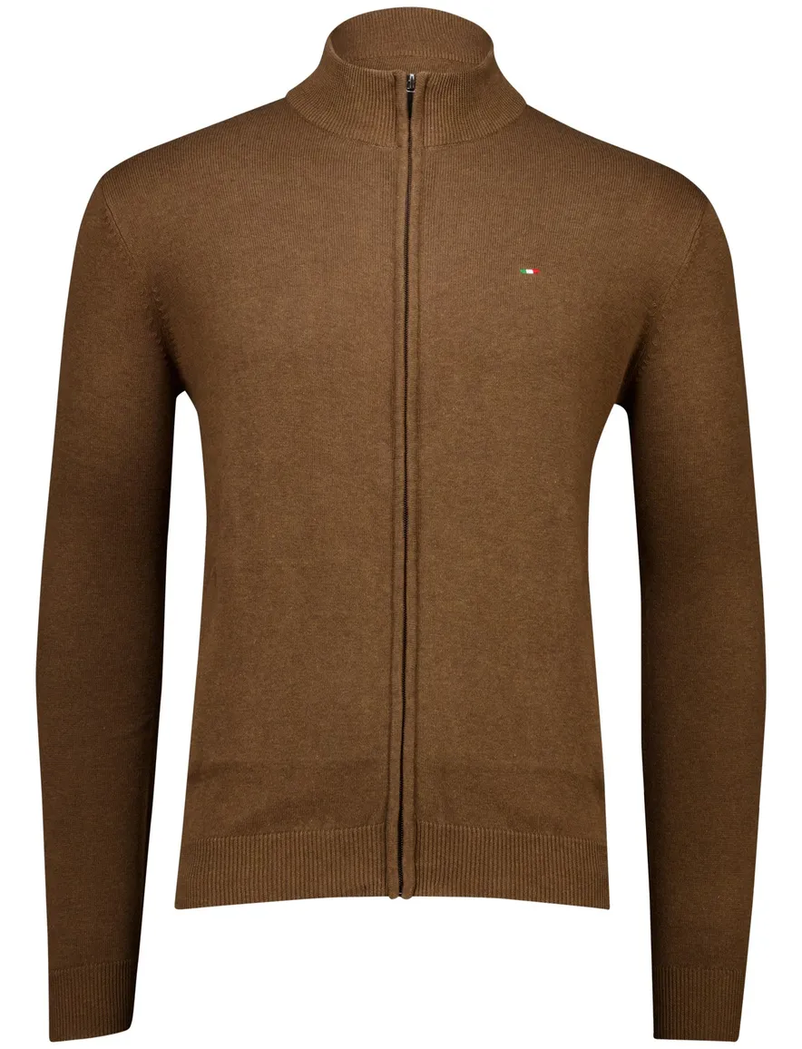 Portofino vest bruin hoge hals katoen
