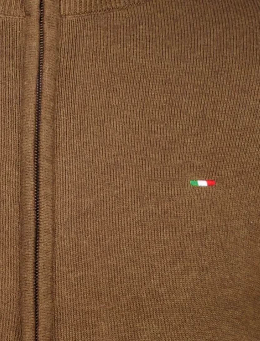 katoenen Portofino bruin vest effen normale fit