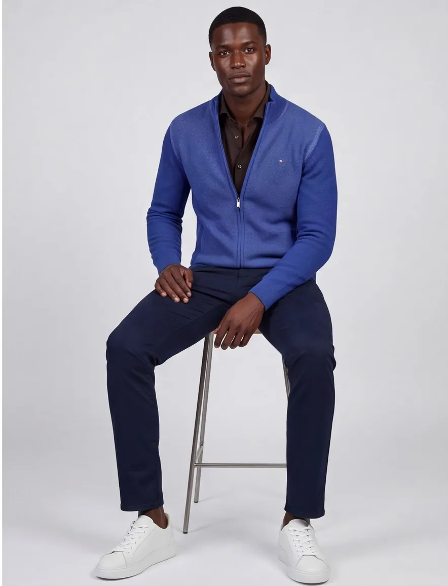 Portofino vest blauw effen washed look