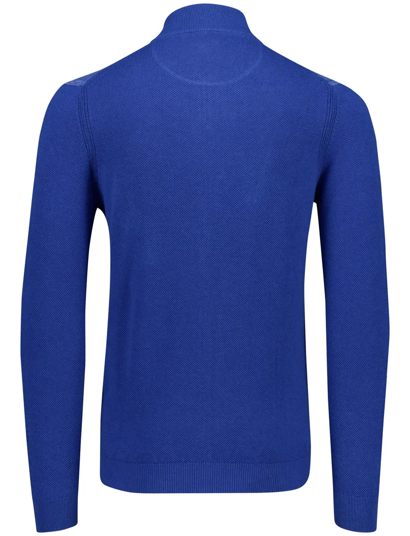 Portofino vest blauw effen washed look met boord