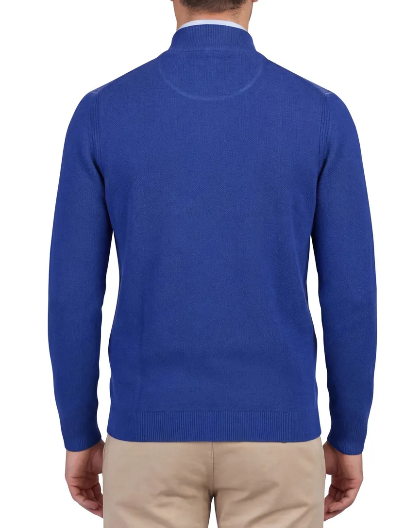 Portofino vest blauw effen washed look met boord