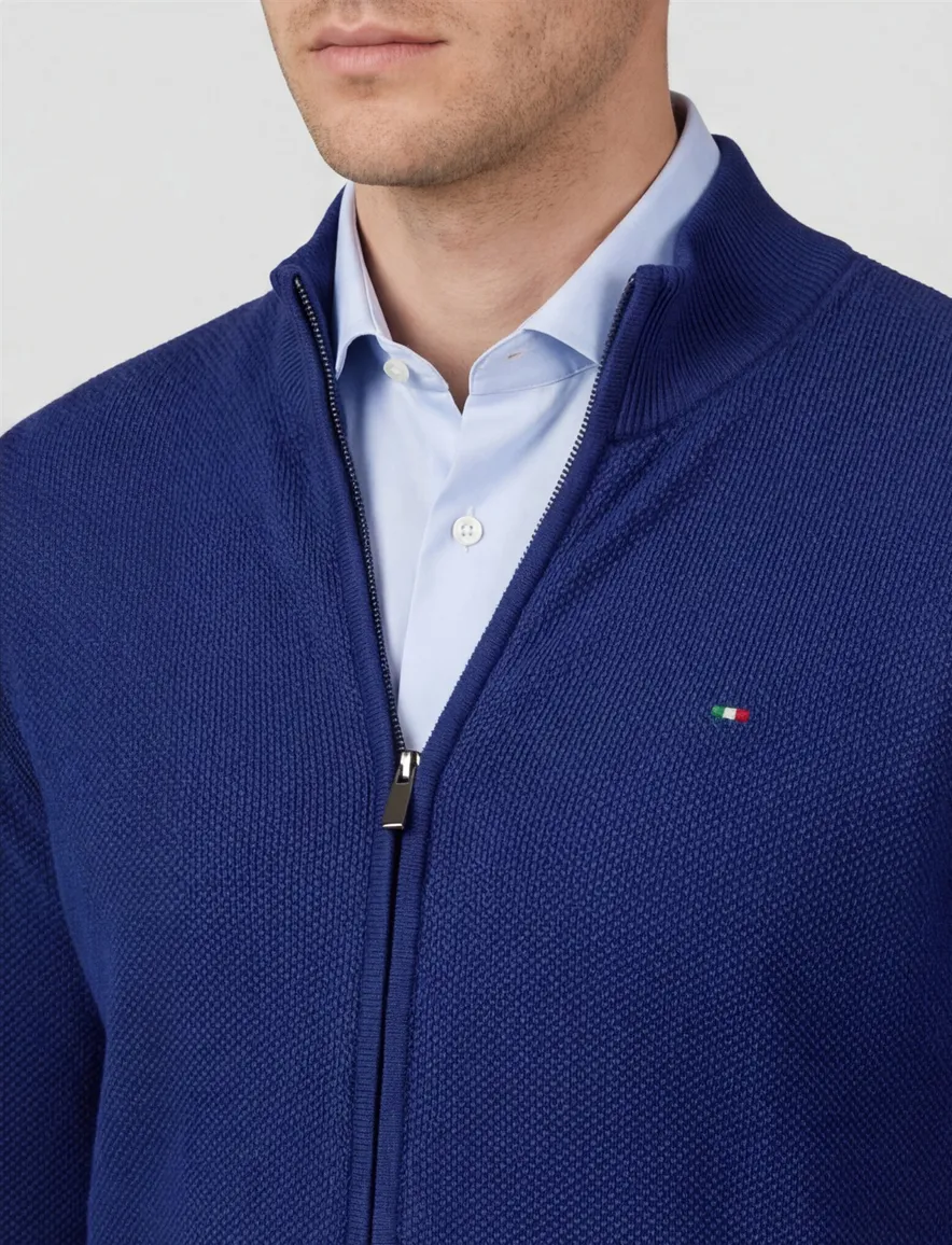 Portofino vest kobaltblauw effen met boord