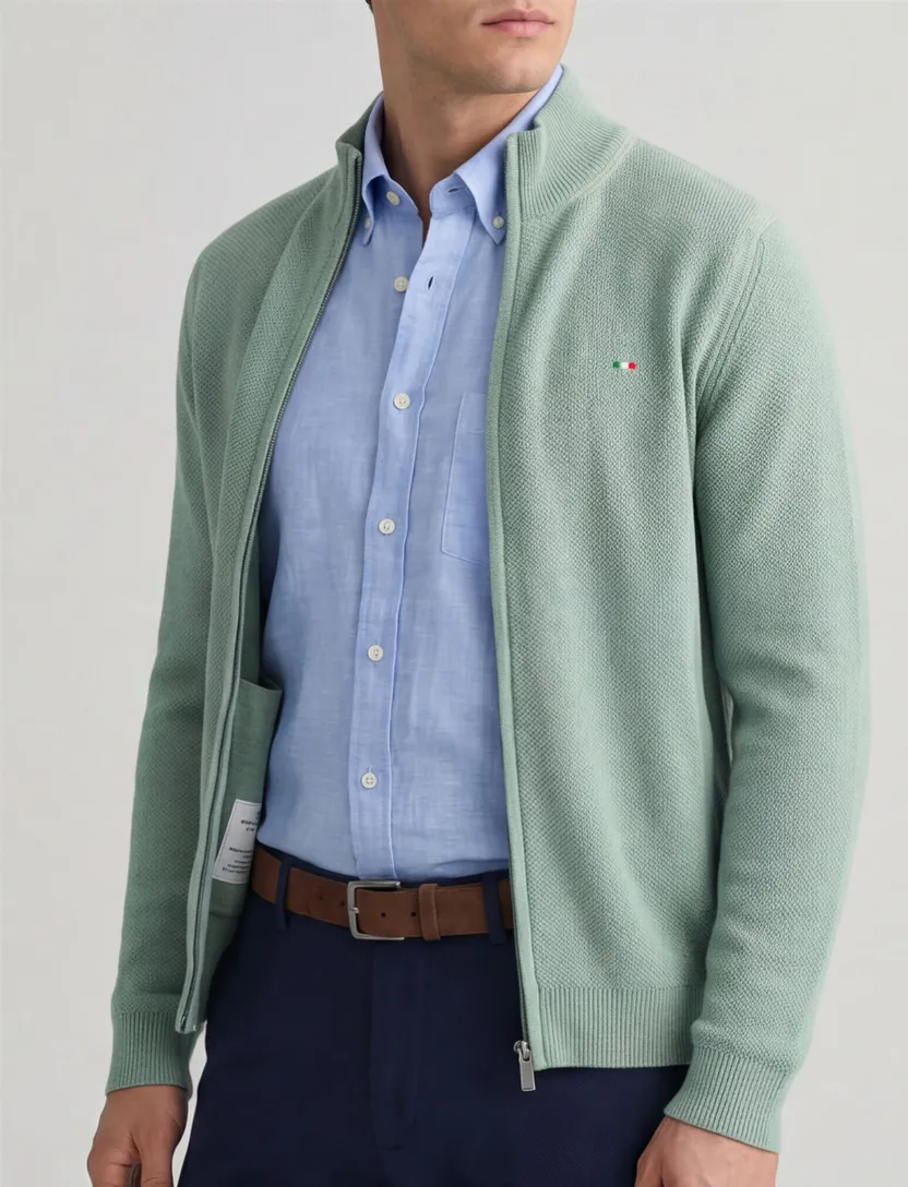 groen Portofino vest katoen normale fit