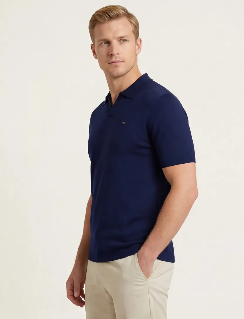 Portofino polo donkerblauw v-hals 100% katoen