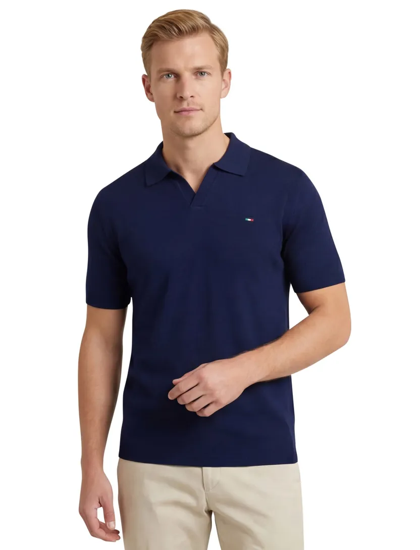 Portofino polo donkerblauw v-hals 100% katoen