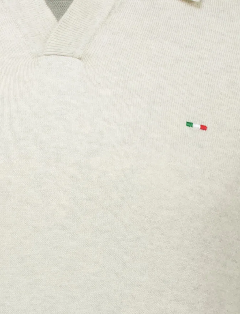 Portofino polo v-hals creme gebreid