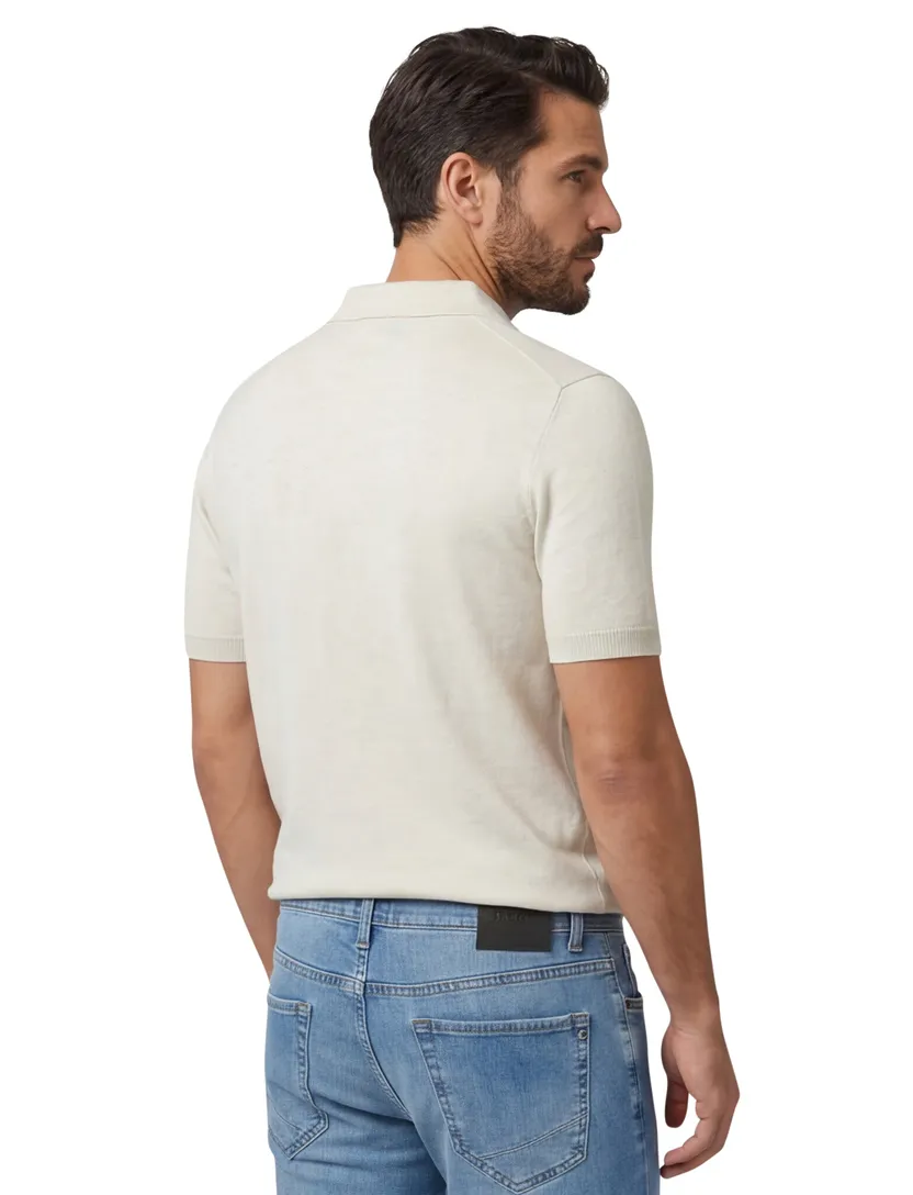 Portofino polo v-hals creme gebreid
