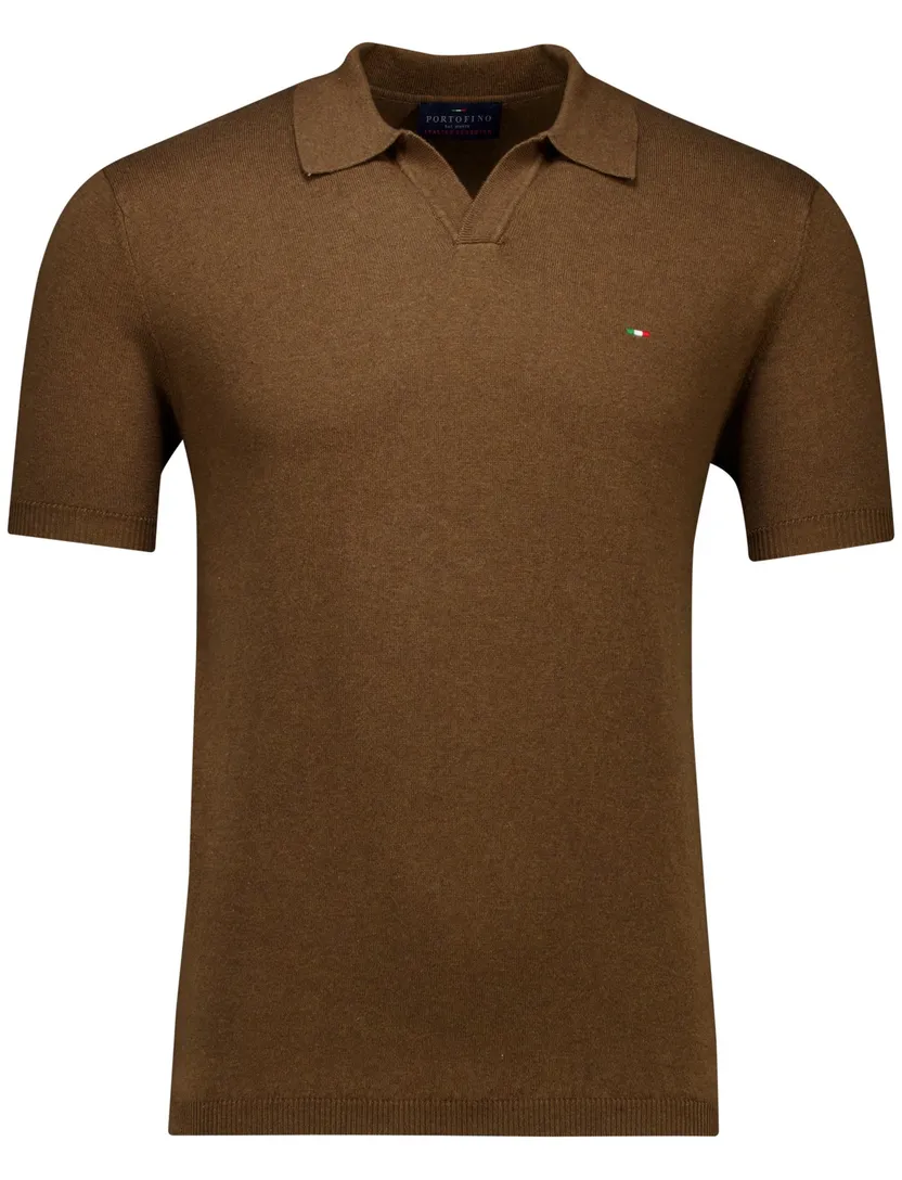 Portofino polo bruin gebreid normale fit