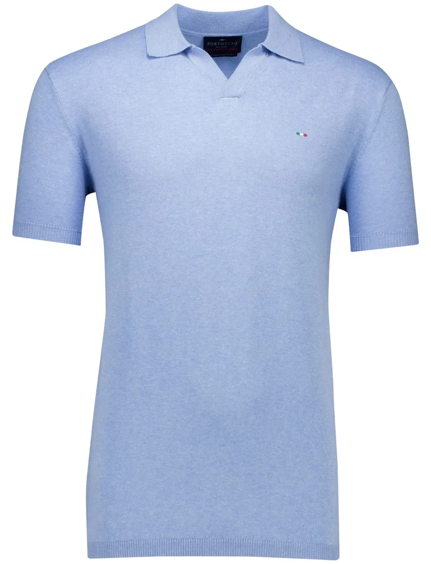 Portofino polo extra lang lichtblauw gebreid