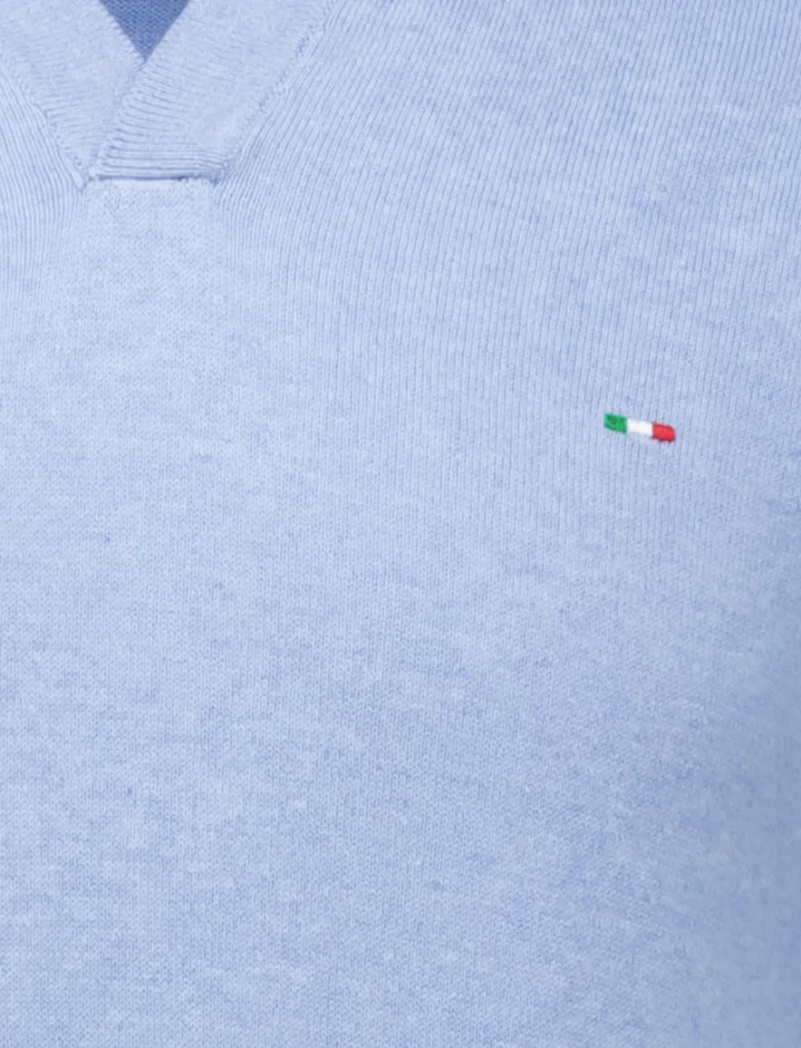 Portofino polo extra lang lichtblauw gebreid normale fit