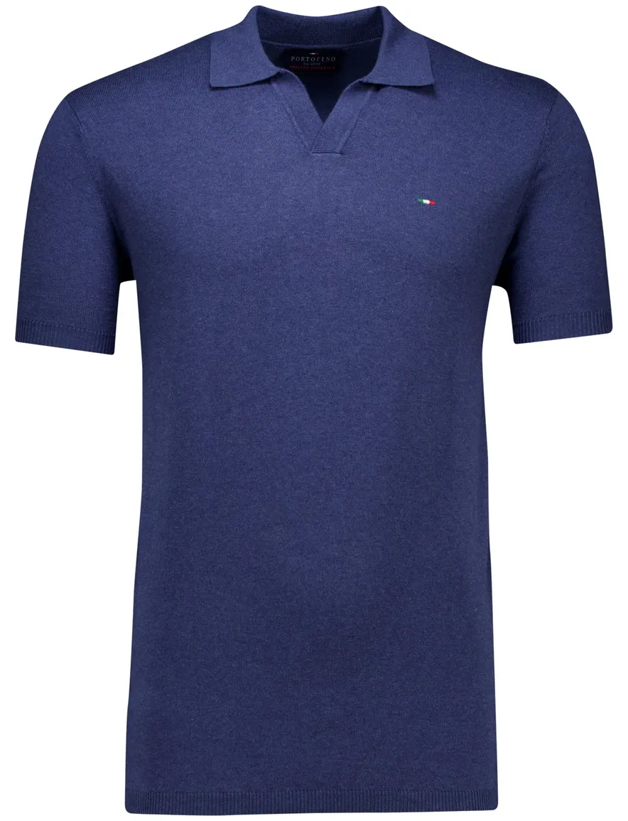 Portofino polo extra lang donkerblauw gebreid