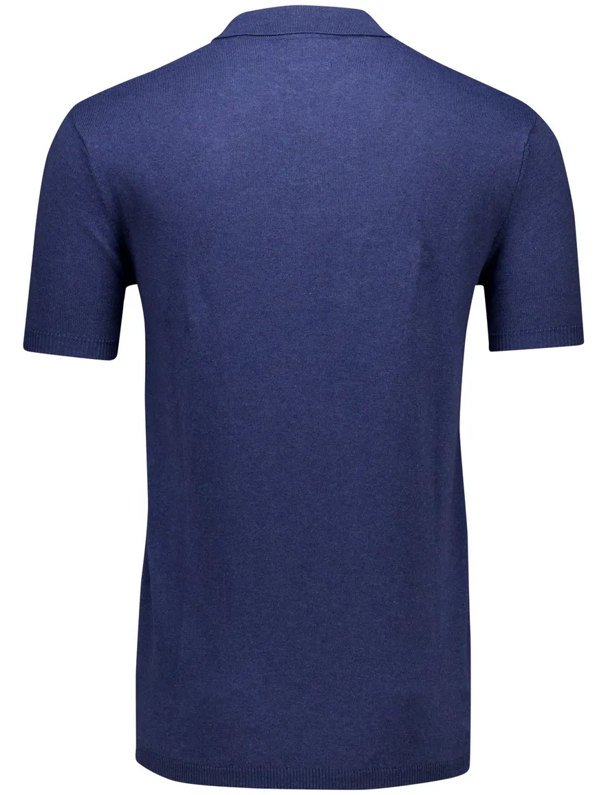 Portofino polo extra lang donkerblauw gebreid katoen