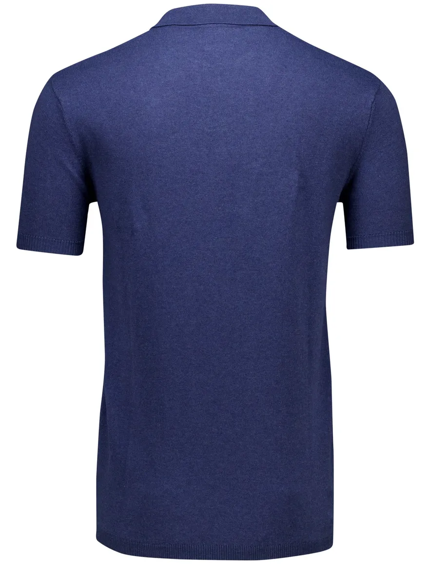 Portofino polo extra lang donkerblauw gebreid