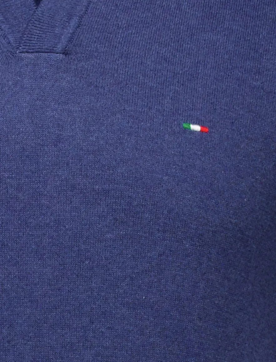 Portofino polo extra lang donkerblauw gebreid katoen