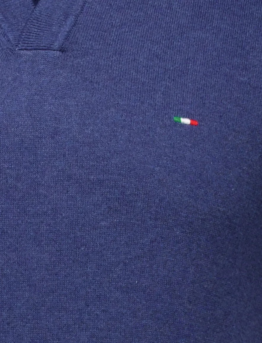 Portofino polo extra lang donkerblauw gebreid