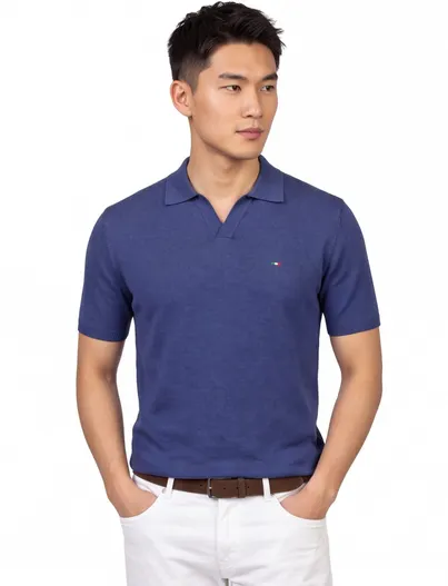 Portofino katoenen Portofino polo extra lang donkerblauw normale fit