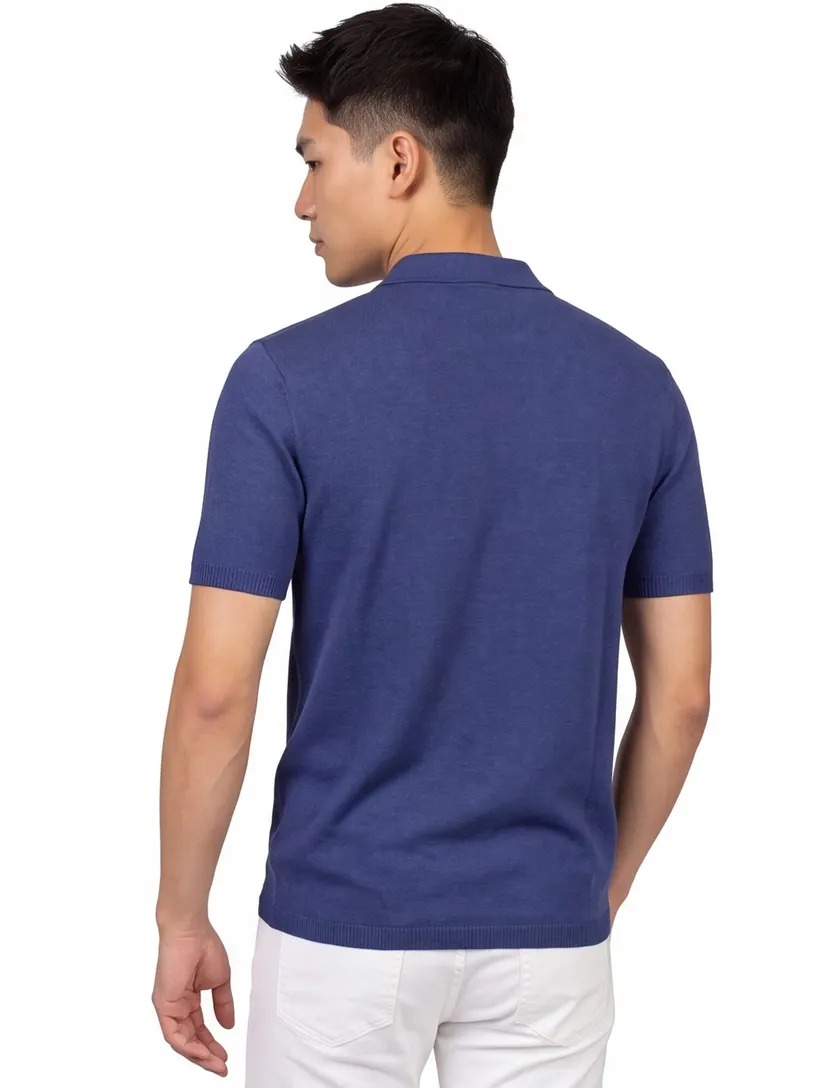katoenen Portofino polo extra lang donkerblauw normale fit