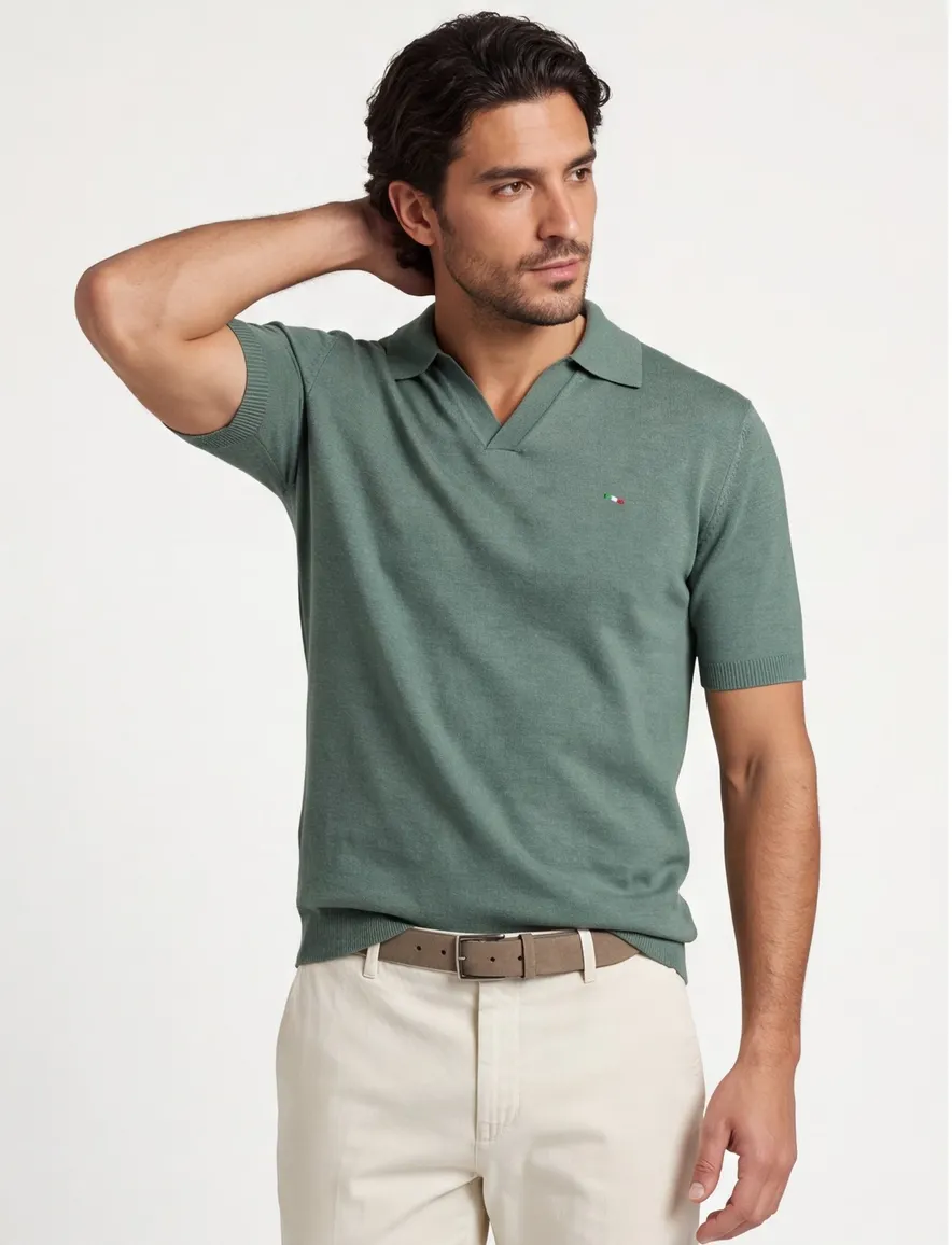 poloshirt extra lang groen Portofino
