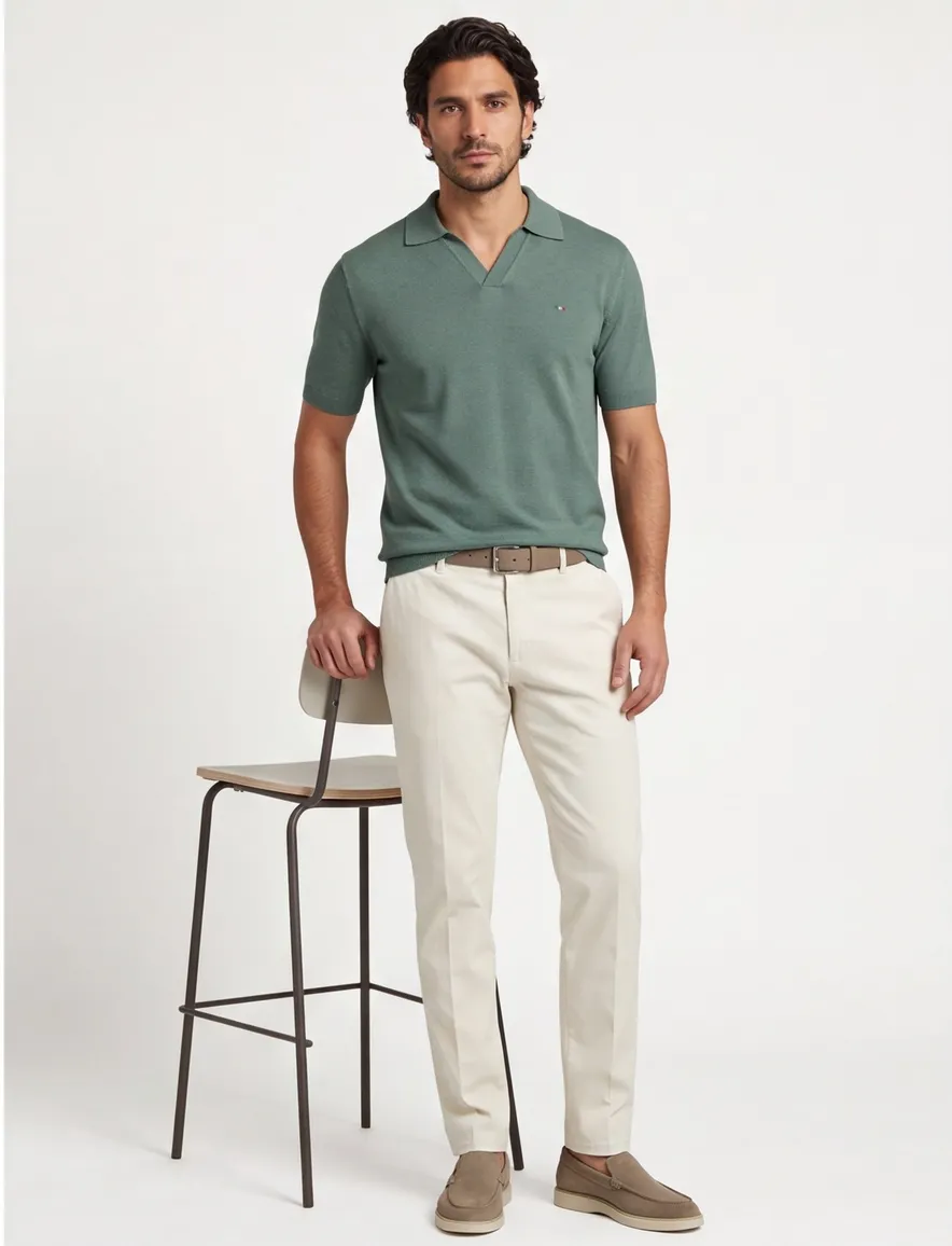 poloshirt extra lang groen Portofino