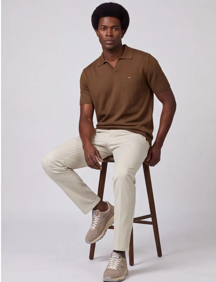 poloshirt extra lang bruin Portofino