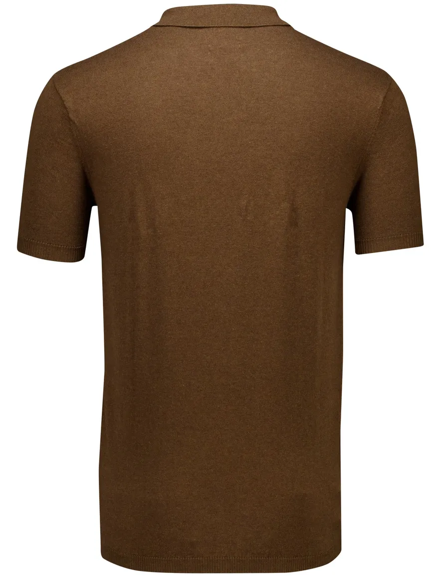 Portofino polo extra lang bruin gebreid