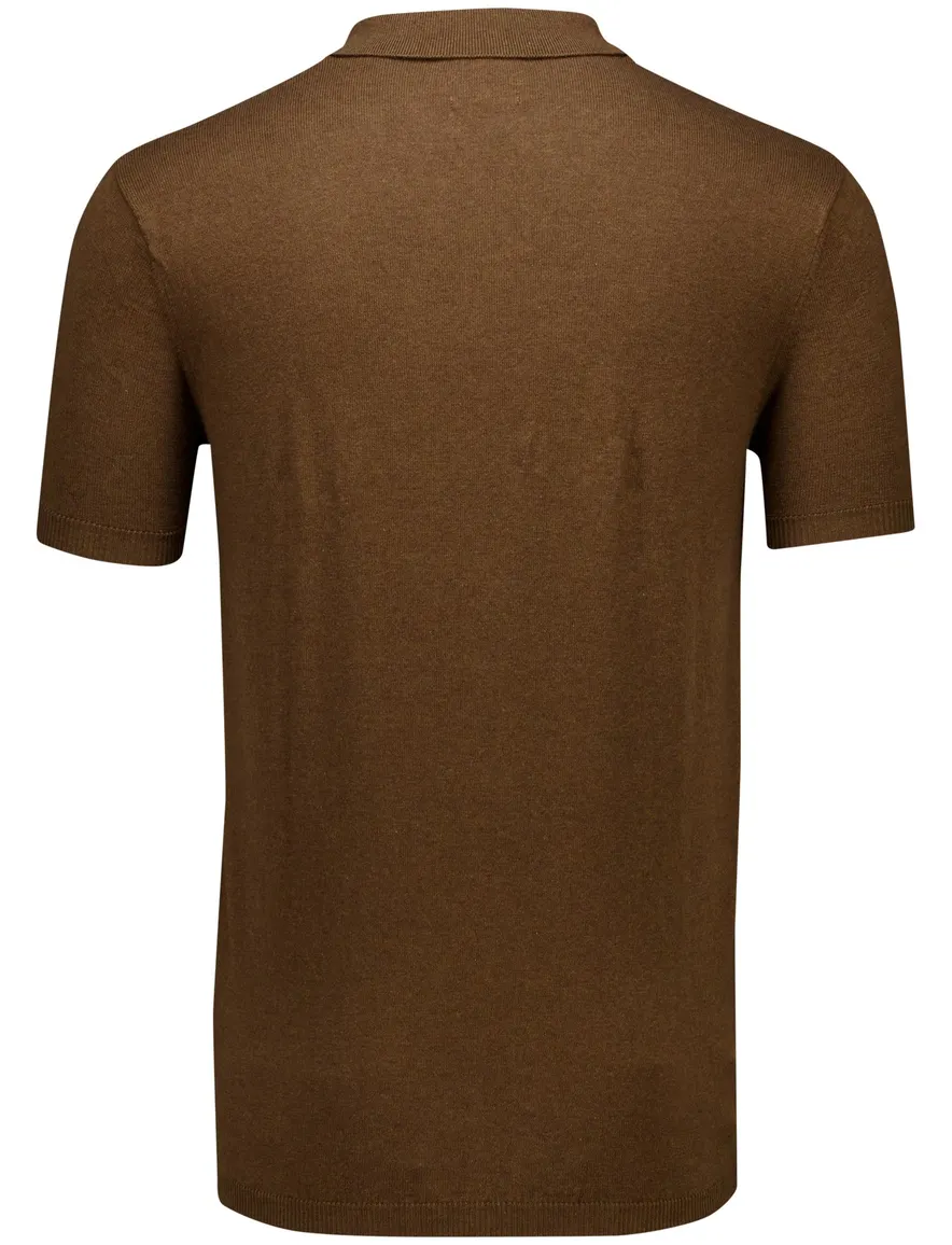 Portofino polo extra lang bruin gebreid