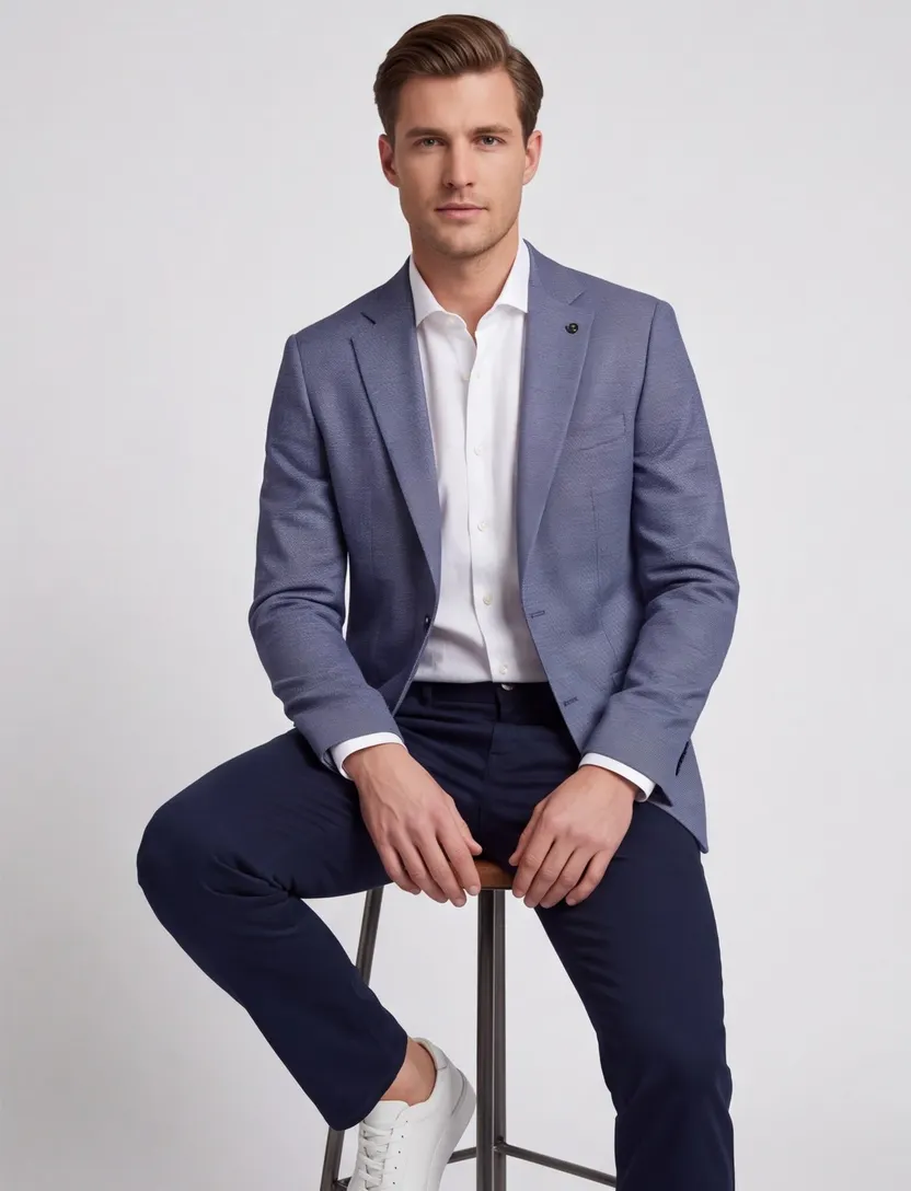 colbert Carl Gross Sakko blauw normale fit katoen