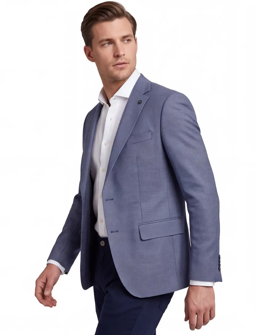 colbert Carl Gross Sakko blauw normale fit katoen