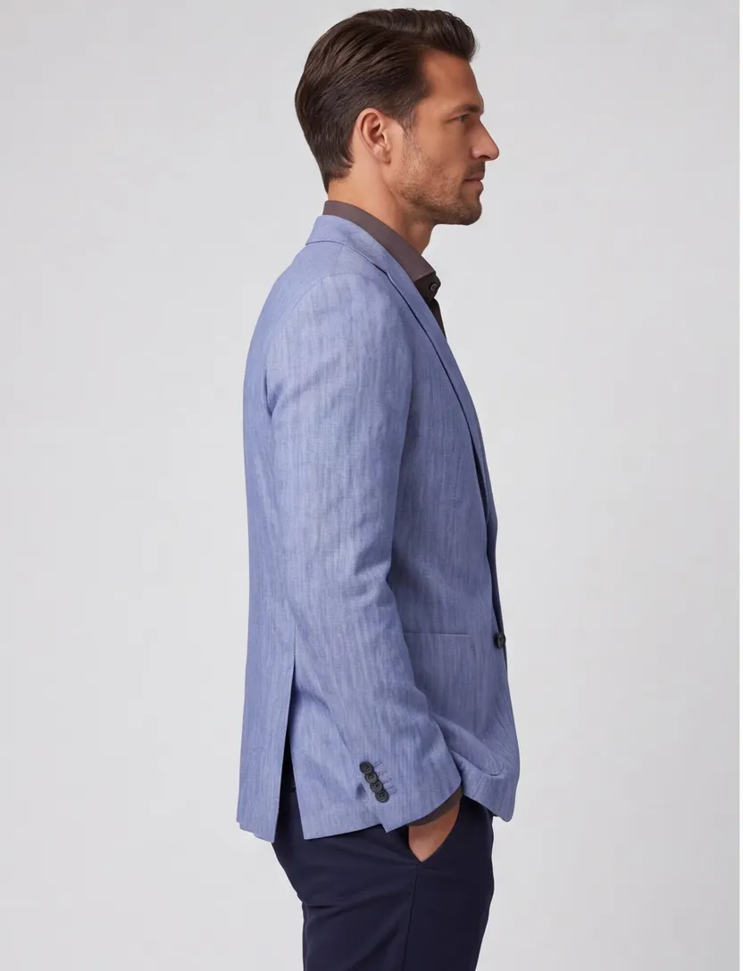 linnen Carl Gross Sakko colbert blauw normale fit