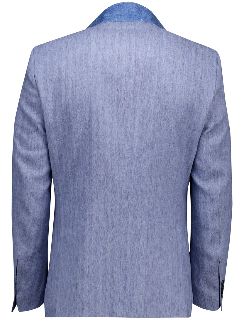 linnen Carl Gross Sakko colbert blauw normale fit