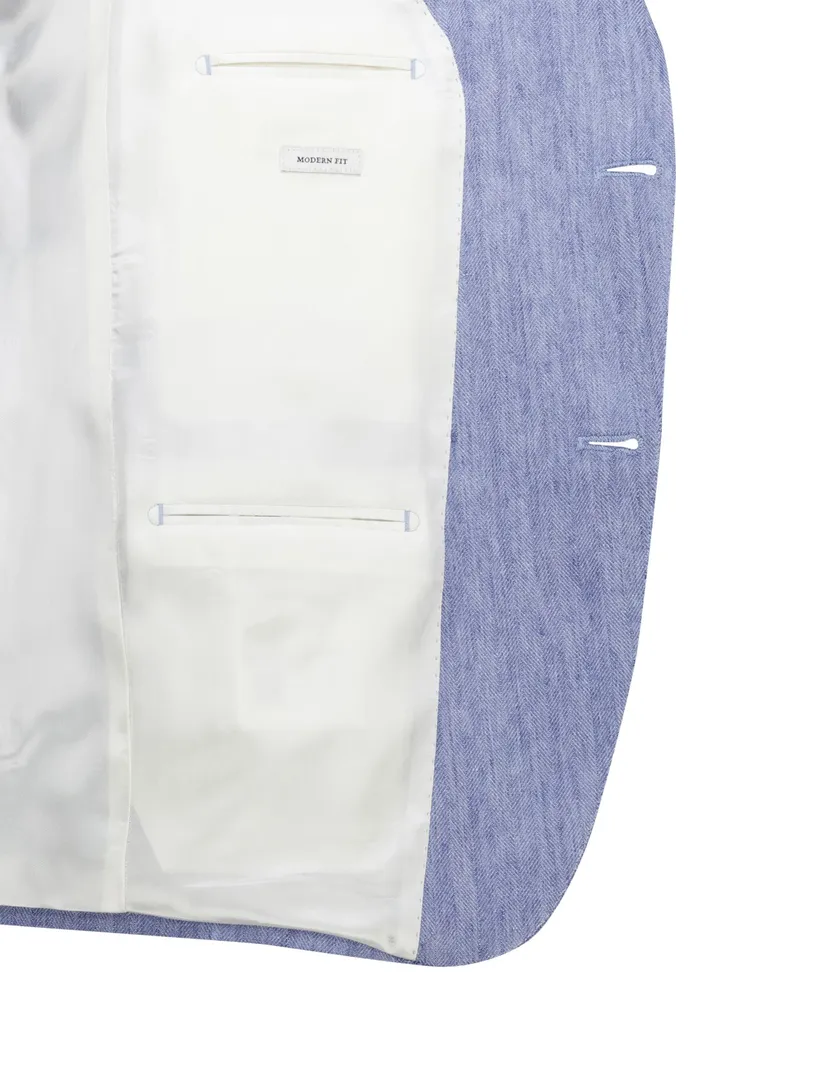 linnen Carl Gross Sakko colbert blauw normale fit