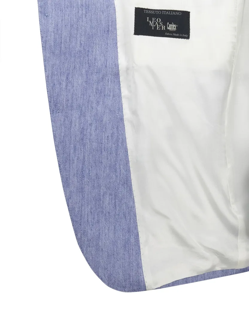 linnen Carl Gross Sakko colbert blauw normale fit