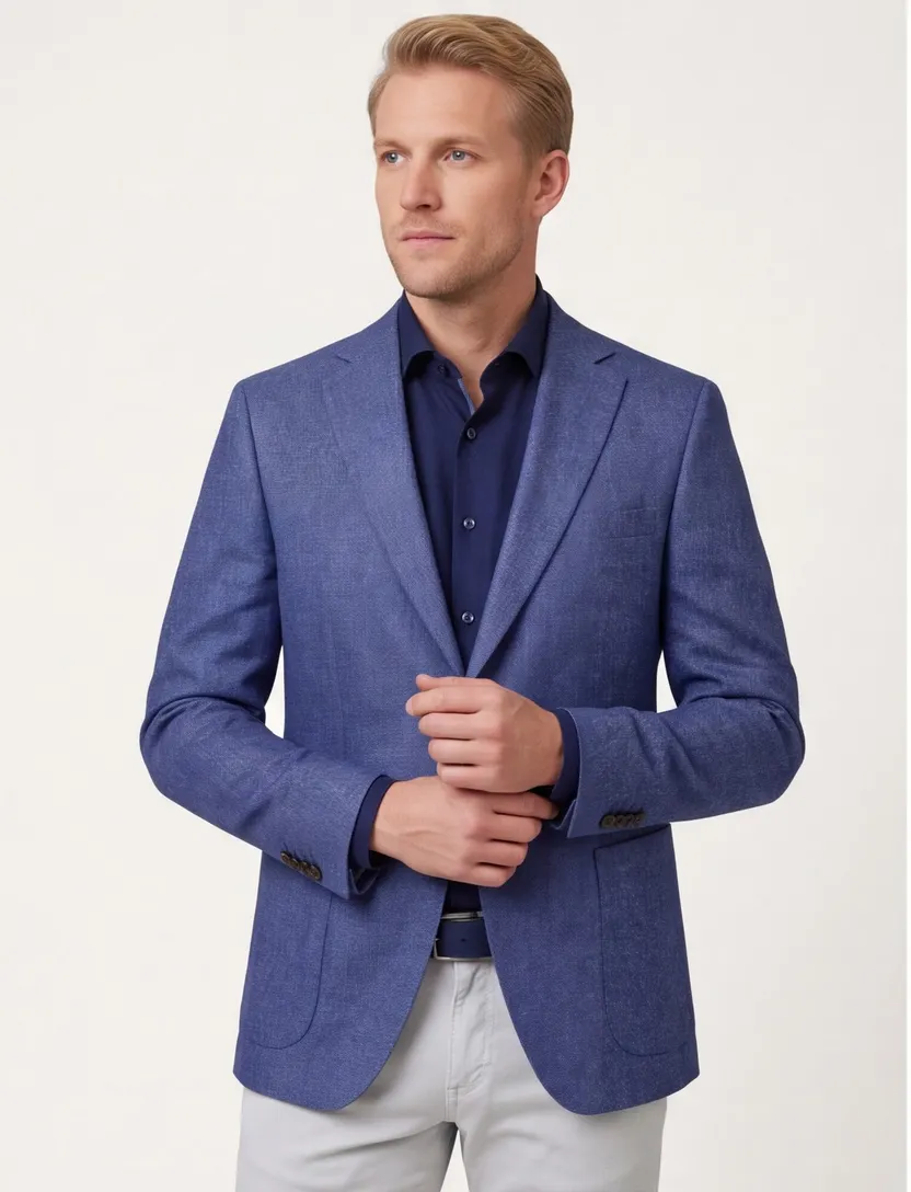 Carl Gross colbert blauw modern fit gemêleerd