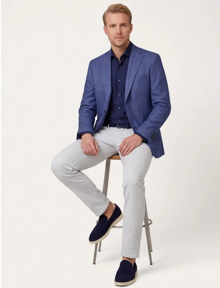 Carl Gross colbert blauw modern fit gemêleerd