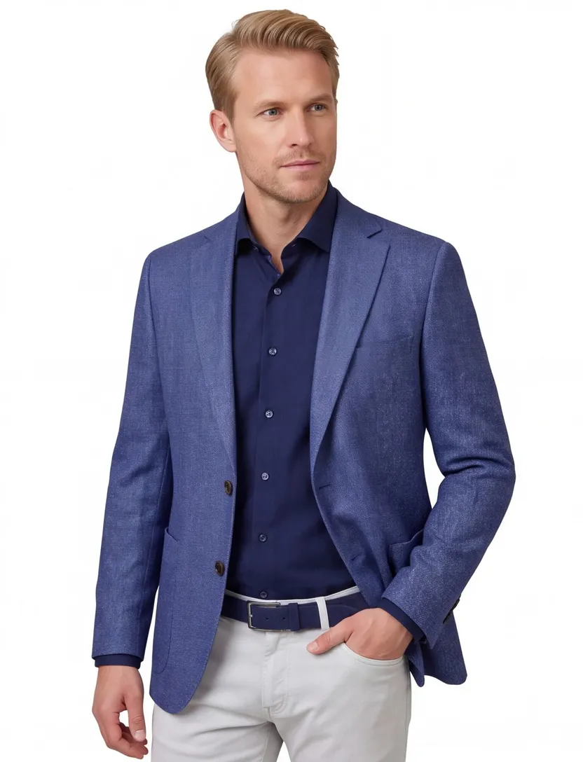 Carl Gross colbert blauw modern fit gemêleerd