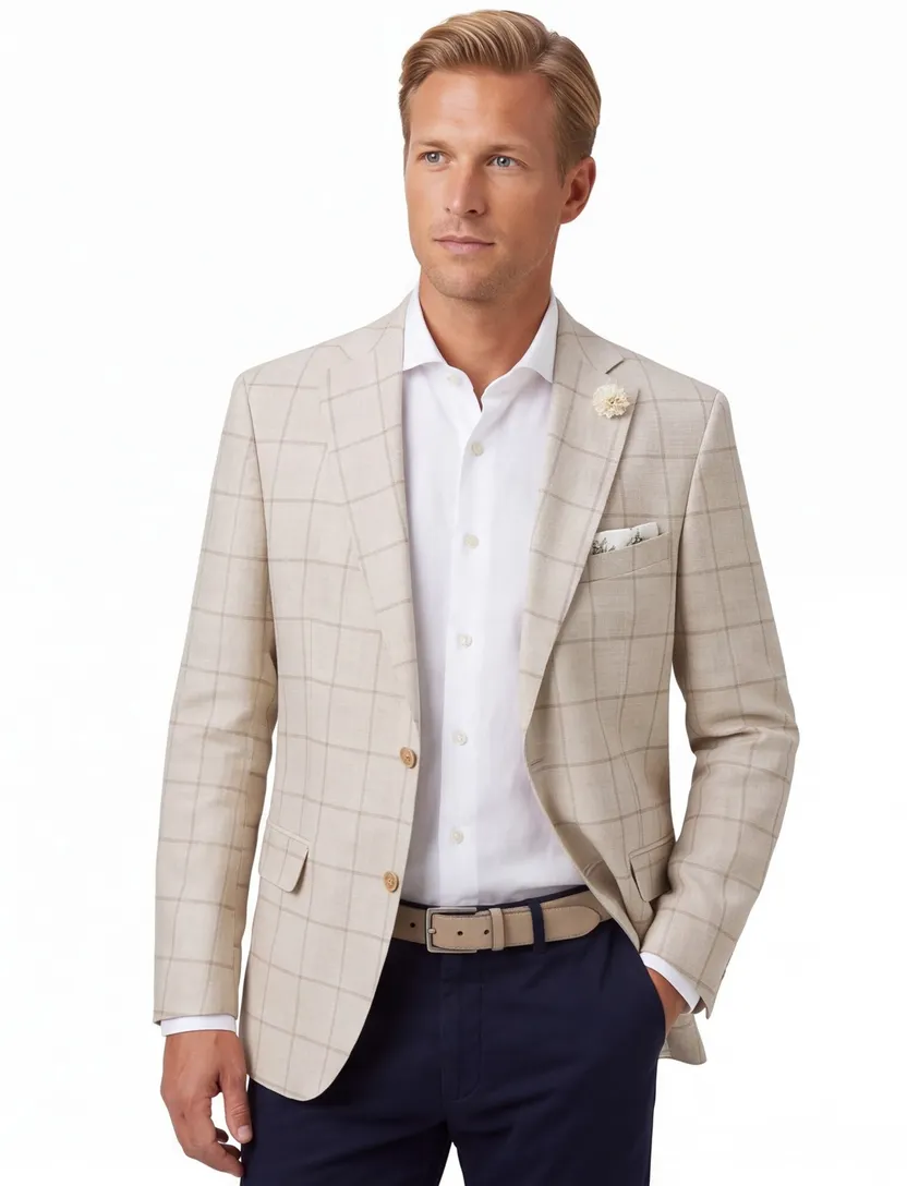 Carl Gross colbert normale fit beige geruit
