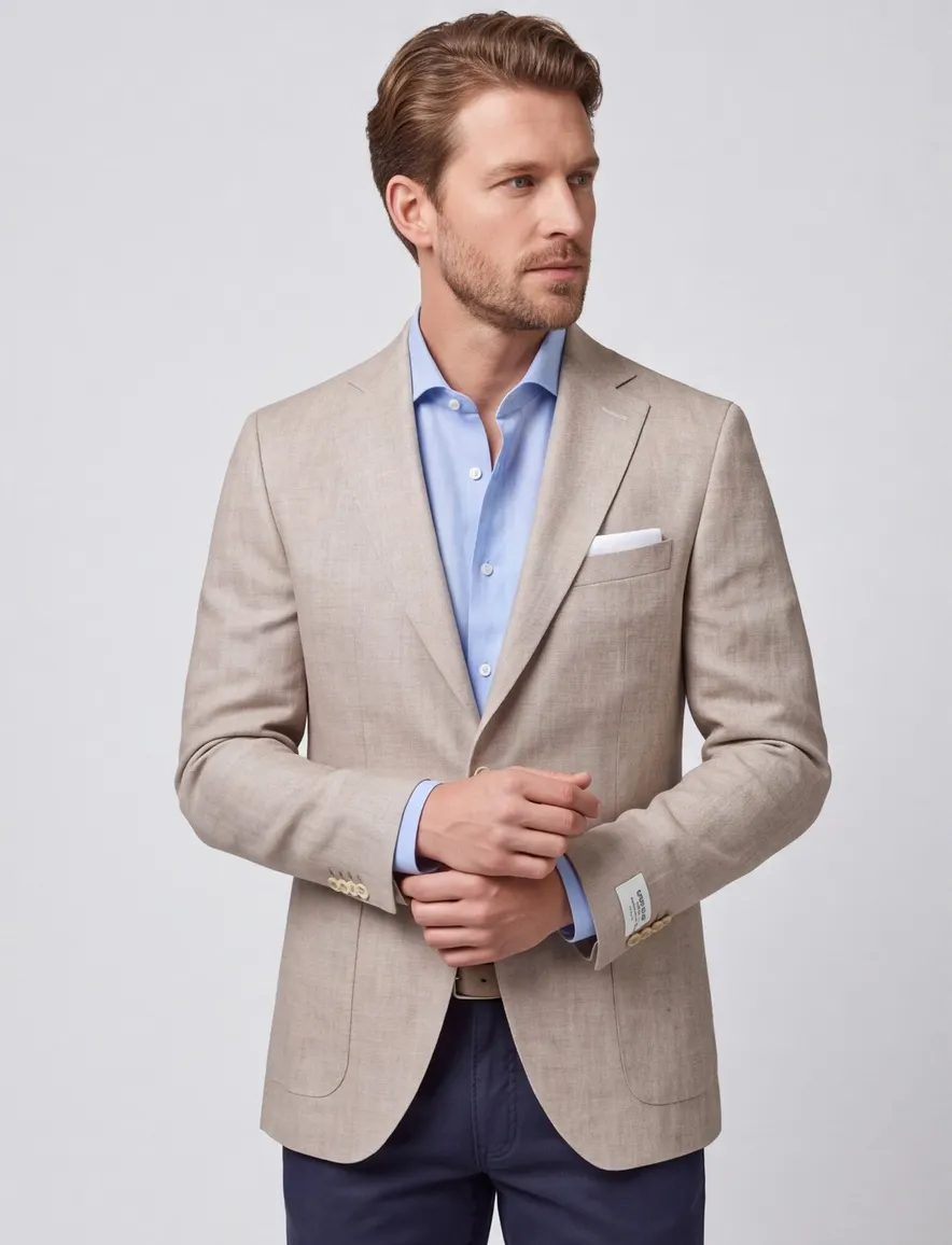 Carl Gross colbert gemeleerd beige normale fit