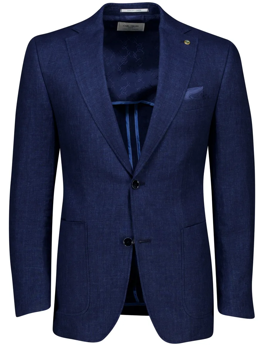 Carl Gross colbert sakko blauw effen linnen