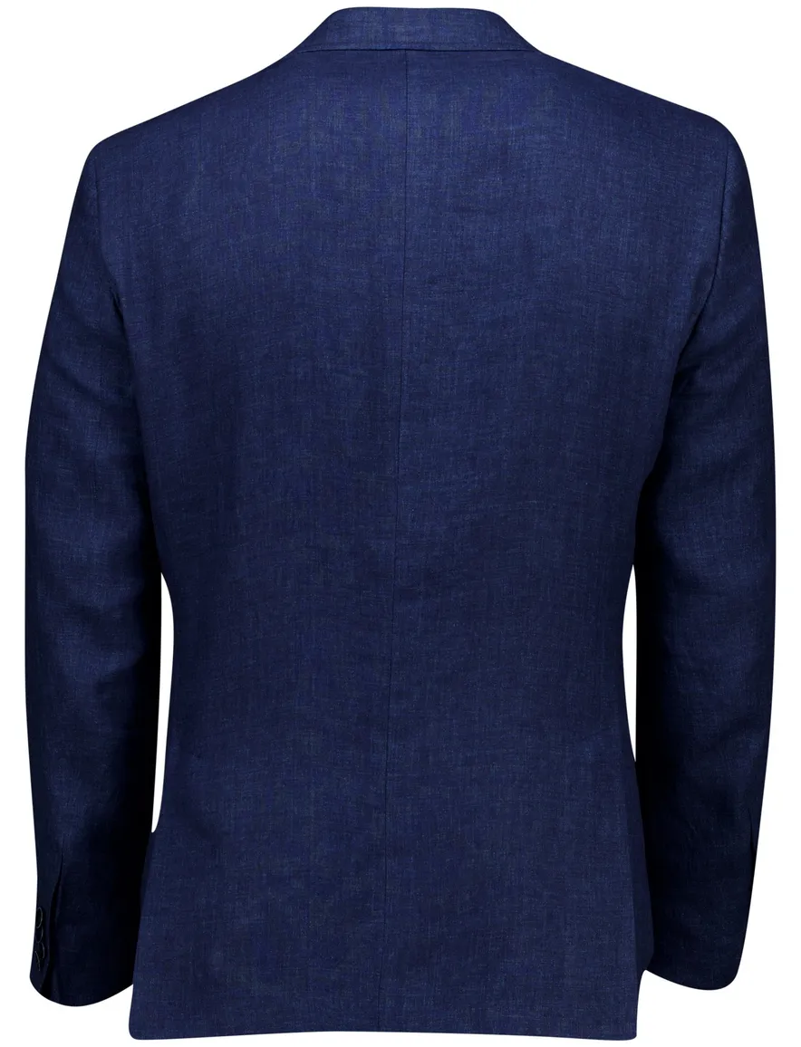 Carl Gross colbert sakko blauw effen linnen