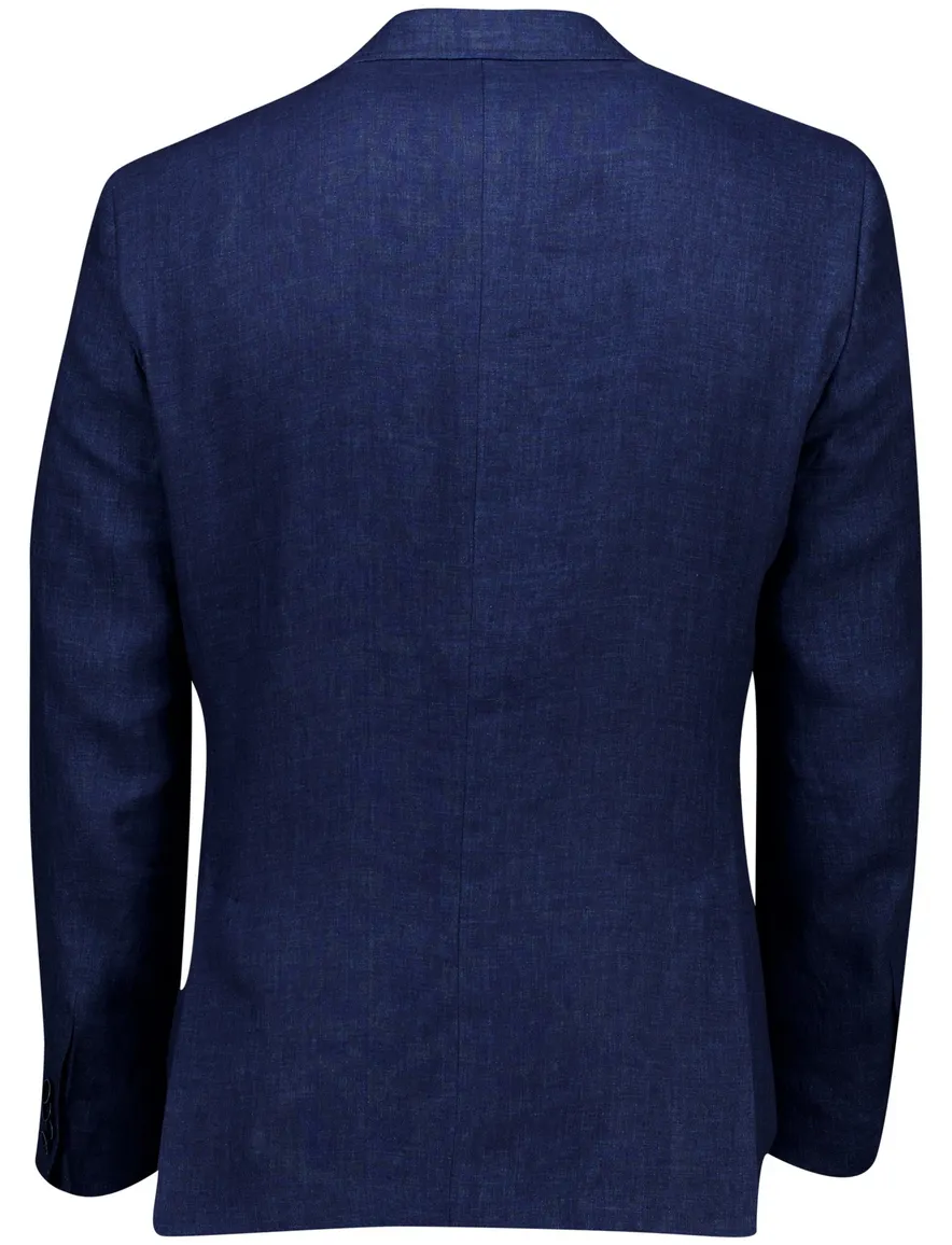 Carl Gross colbert sakko blauw effen linnen