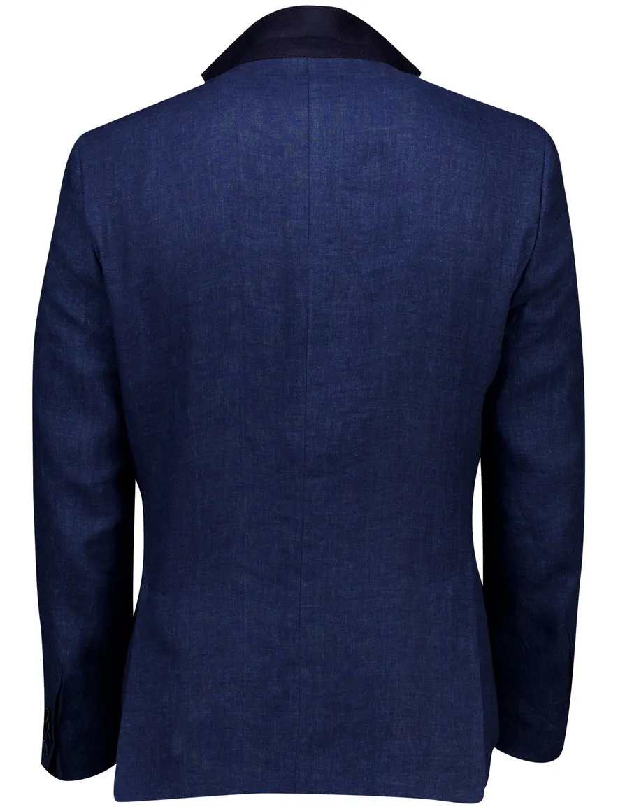 Carl Gross colbert sakko blauw effen linnen
