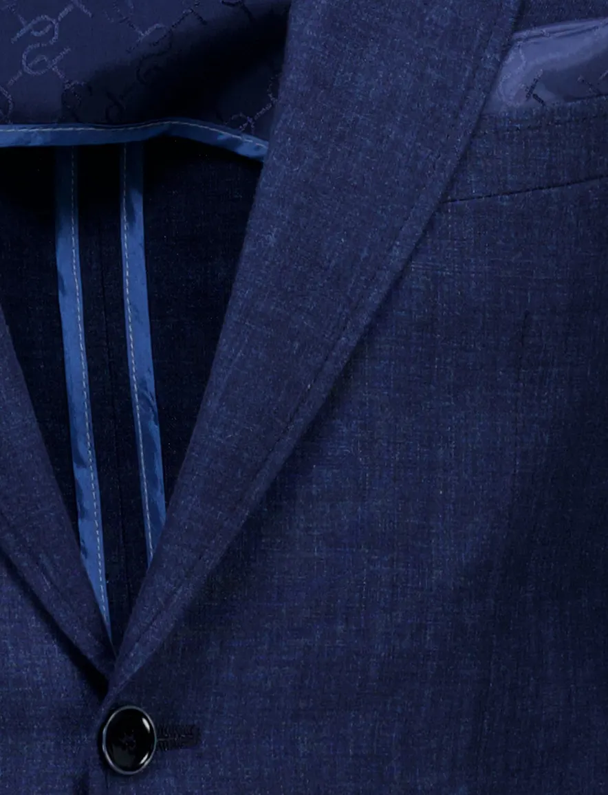 Carl Gross colbert sakko blauw effen linnen
